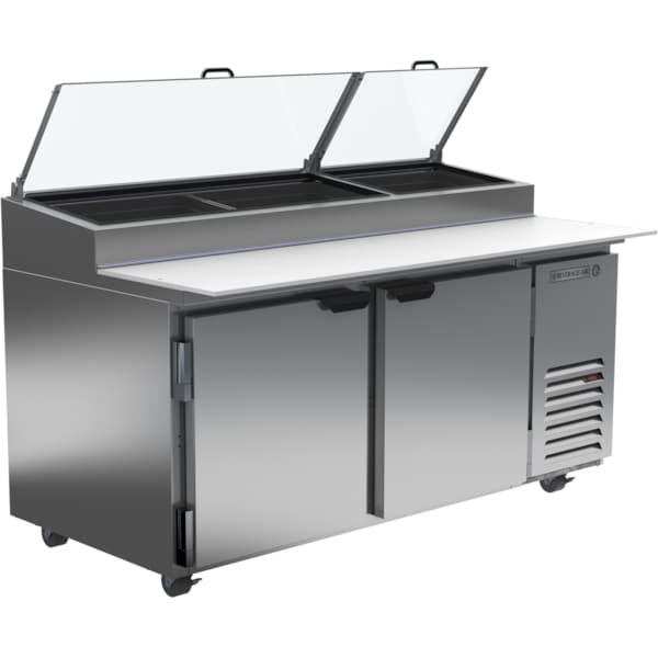 Refrigerated Pizza Prep Table, Two Door, 67", Stainless Steel